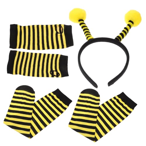 PartyKindom 1 Satz Bienen Cosplay Set für Bee Stirnband Gestreifte Lange Handschuhe und Strümpfe Kostümzubehör für Partys und Aufführungen und Atmungsaktiv von PartyKindom