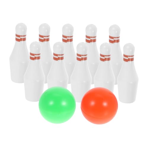PartyKindom 1 Satz Bowlingkugel Vortäuschen Puppenhaus Mini -bowlingkugel Und Stifte Mini Bowling Stifte Und Ball Puppenhaus -miniaturen Bowling Mini- Weiß Plastik von PartyKindom