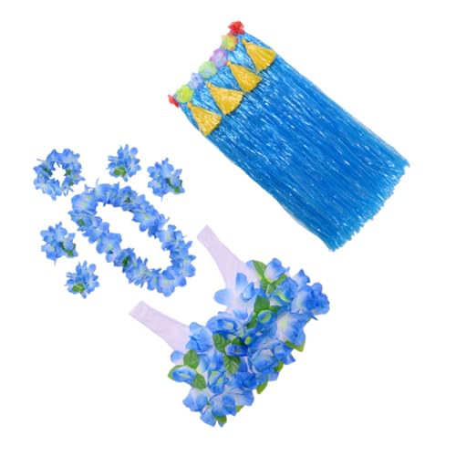 PartyKindom 1 Satz Hawaiianisches Kostümset für Damen und Mädchen Teiliges Grass Rock Outfit mit Blumenkranz und Zubehör für Strandpartys und Luau Dekorationen Blauer Farbton für Kostümfeste PartyKindom 1 Satz Hawaiianisches Kostümset für Damen und Mädchen Teiliges Grass Rock Outfit mit Blumenkranz und Zubehör für Strandpartys und Luau Dekorationen Blauer Farbton für Kostümfeste von PartyKindom