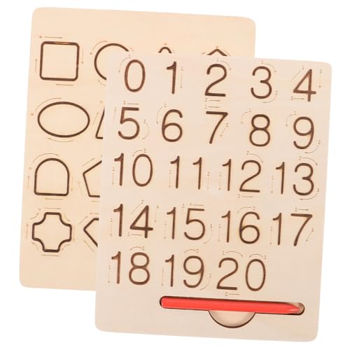 PartyKindom 1 Satz Holz Tracing Board für Doppelseitige Schreibpraxis für Buchstaben und Zahlen Montessori Lernspielzeug Feinmotorik und Hand Augen Koordination für Vorschule und von PartyKindom
