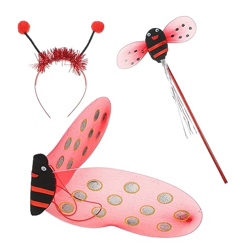 PartyKindom 1 Satz Ladybug Kostüm Set mit Flügeln und Haarreif Teiliges Cosplay Kostüm für Erwachsene Leichte und Langlebige Dekoration für Karneval Fest und Mottopartys von PartyKindom