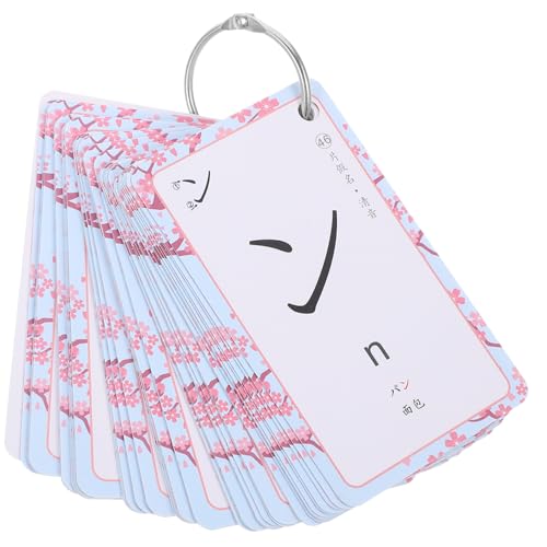 PartyKindom Japanische Lernkarten Satz mit Hiragana und Katakana für Anfänger Tragbare Bildungskarten zur Sprachförderung Ringbindung Einfache Handhabung für Unterwegs von PartyKindom