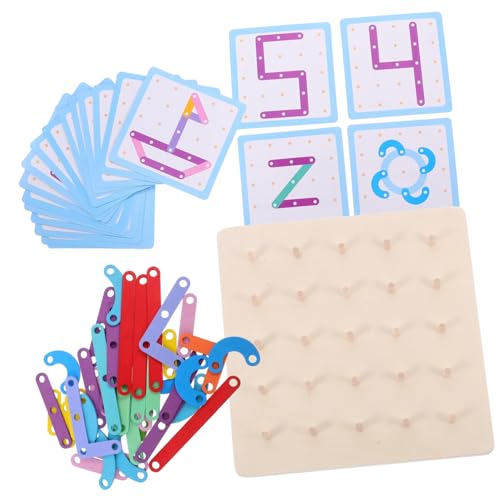 PartyKindom Geoboard Holzspielzeug für Kinder Montessori Lernspielzeug Pädagogisches Nagelbrett für Geometrische Formen Frühe Sicheres Holzspielzeug von PartyKindom