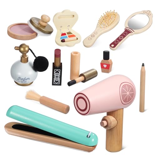 PartyKindom 1 Satz Make -up -Tasche Set schminkset kinderschminken Set Kid Toys weinachtsgeschenk Frisierkommode Toys for Tell dir vor, zu Salonspielzeug hölzern von PartyKindom