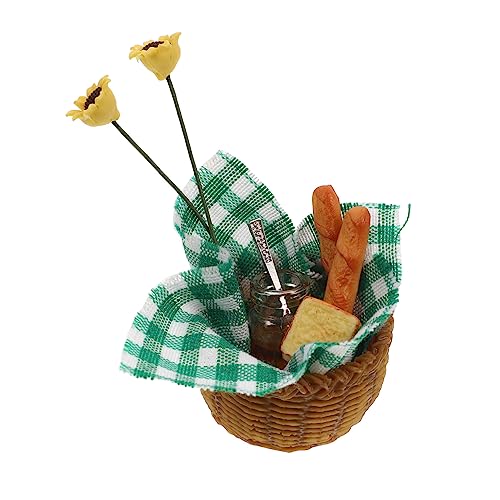 PartyKindom 1 Satz Mini-Brotkorb für Puppe Miniature Toy for Miniature doll House Bread Basket Miniature Educational Toy Miniatur-Picknick-Brot-Kit Wohndekoration Hausbedarf Harz Green von PartyKindom