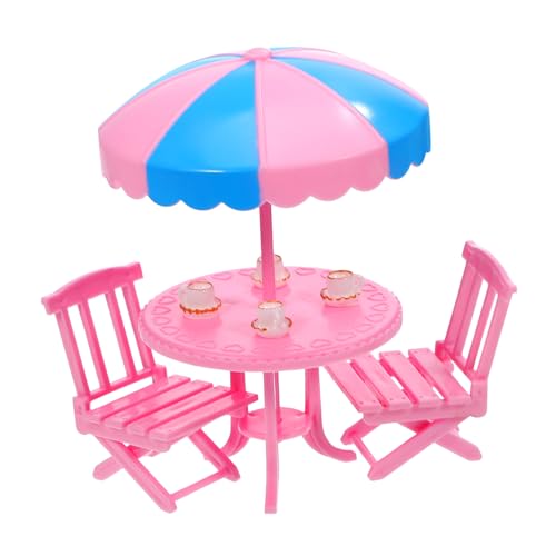PartyKindom 1 Satz Miniatur Möbel Set für Puppenhaus Kaffeetassen und Teiliges Pinkes Tisch Stuhl Set aus Robustem Kunststoff für Kreative Miniatur Landschaften und Wiederverwendbar von PartyKindom