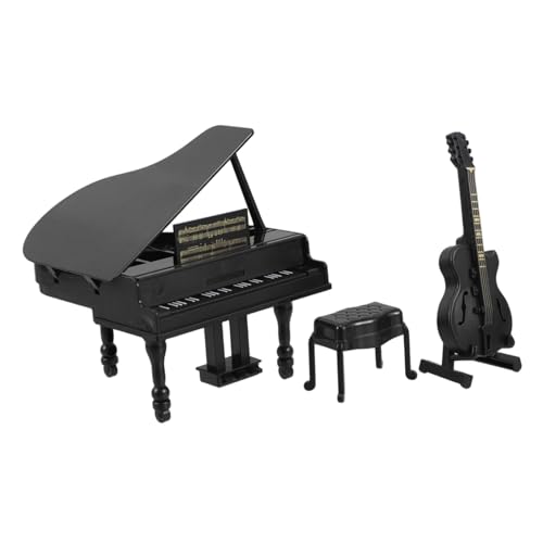 PartyKindom 1 Satz Miniatur-Musikinstrument Miniatur-klaviermodell Miniatur Gitarre Miniatur-gitarrenfiguren Miniatur-puppenhaus-flügel Maßstab 1:12 Puppenhaus-musikinstrumente Deko Plastik von PartyKindom