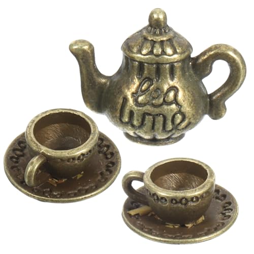 PartyKindom 1 Satz Miniatur Set aus Dekorative Mini mit Teetasse Vintage Stil für Puppenhäuser Küchendekoration Kompakt und Langlebig von PartyKindom