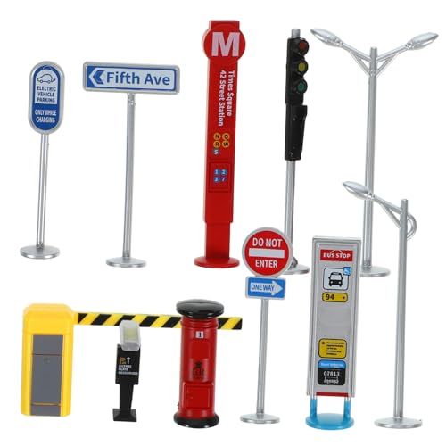 PartyKindom 1 Satz Miniatur Verkehrsschilder für Realistische Verkehrszeichen für Verkehrserziehung und Sandkasten Teiliges Lernspielzeug mit Vielen Anwendungsmöglichkeiten von PartyKindom