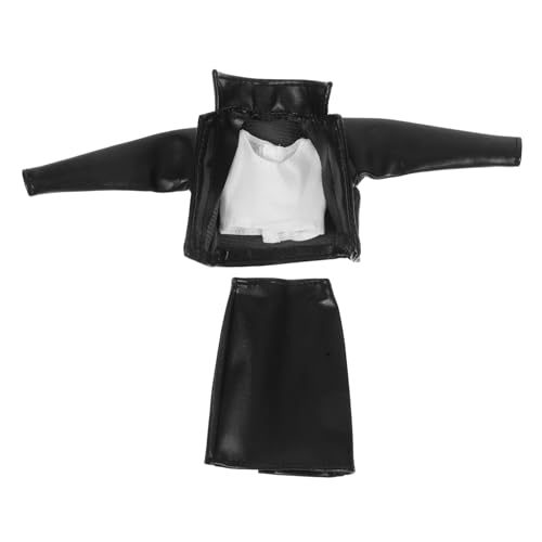 PartyKindom 1 Satz Puppenkleidungsset mit PU Lederrock Jacke und Weste Fashion Outfit für Puppen Zubehör für Rollenspiele und Ausstellungen Bequem und Einfach zu Wechseln von PartyKindom