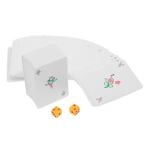 PartyKindom 1 Satz Reiseset Mahjong Karten aus Mini Spielkarten für Camping und Freizeit Würfeln Traditionelles Chinesisches Kartenspiel für Unterwegs von PartyKindom