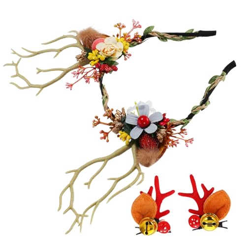 PartyKindom 1 Satz Rentier Geweih Stirnband Haarclips Lustige Antler Haaraccessoires für Feiertags Cosplay Halloween und Fotorequisiten PartyKindom 1 Satz Rentier Geweih Stirnband Haarclips Lustige Antler Haaraccessoires für Feiertags Cosplay Halloween und Fotorequisiten von PartyKindom
