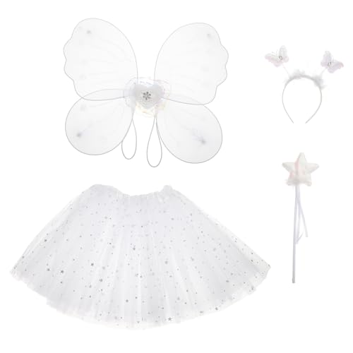 PartyKindom 1 Satz Schmetterlingsflügel flauschiger Rockanzug Performance-Kleid Feenkleid für Mädchen Cosplay-Kostüm für Mädchen Fairy Kostüm Mädchen Tüllrock Märchenkostüm Strümpfe Weiß PartyKindom 1 Satz Schmetterlingsflügel flauschiger Rockanzug Performance-Kleid Feenkleid für Mädchen Cosplay-Kostüm für Mädchen Fairy Kostüm Mädchen Tüllrock Märchenkostüm Strümpfe Weiß von PartyKindom