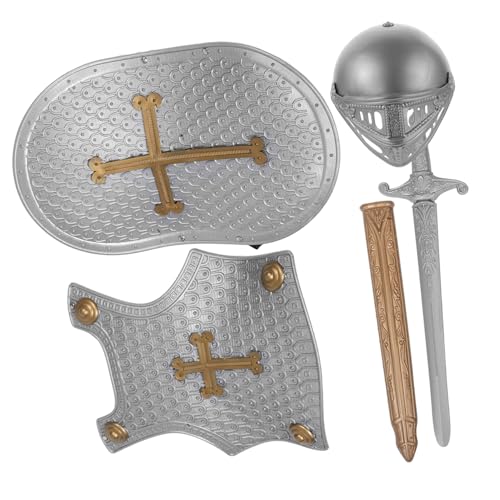 PartyKindom 1 Satz Spielzeugschildrüstung mittelalterlicher Schild und Helm Schwerter Cosplay kostüm Schildspielzeug für Kinderschild für Jungen Plastik PartyKindom 1 Satz Spielzeugschildrüstung mittelalterlicher Schild und Helm Schwerter Cosplay kostüm Schildspielzeug für Kinderschild für Jungen Plastik von PartyKindom