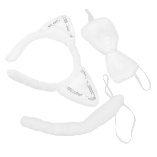 PartyKindom 1 Satz Stirnband mit Katzenohren Erwachsene Leistungskostümzubehör Karikatur funkeln Katzen Halloween Kostüm Party Cosplay-Stirnband Cosplay -Kostüm Tierstirnband Mesh-Tuch Weiß von PartyKindom