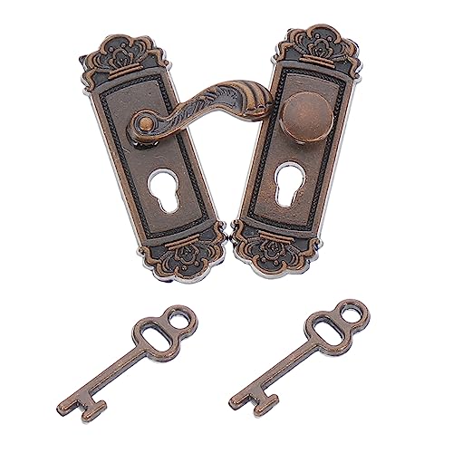 PartyKindom 1 Satz Tor Lock Accessoires Modell Dollhouse Lock Miniatur -Türschloss Türbeschläge für Puppenhäuser Mikro-Türschloss-Modellspielzeug Türschlösser mit Schlüssel Legierung Kaffee von PartyKindom