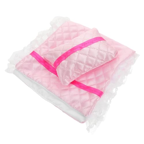 PartyKindom 1 Set Mini Bettlaken Kissen Puppenhausmöbel Für Puppenhaus Realistisches Schlafzimmerzubehör Puppenhausdekor Puppenbettwäsche Babyzubehör Puppenhausminiaturen Rosa Stoff von PartyKindom