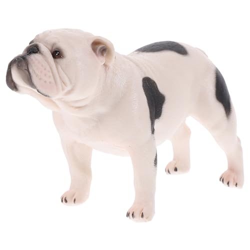PartyKindom 1 Stück Auto-Armaturenbrett-Figuren hühner Hundefigur Tiermodell Stehender Bulldogge Haustiere ausgestopft kleine Hunde groß Modellverzierung Welpen-Skulptur Weiß von PartyKindom