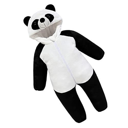 PartyKindom 1 Stück Einteiliges Panda Kostüm für Junge Mädchen Warmes und Kuscheliges Cartoon Strampler Outfit für Herbst und Winter Abnehmbarer Reißverschluss Hochwertiges Fleece Süßes von PartyKindom