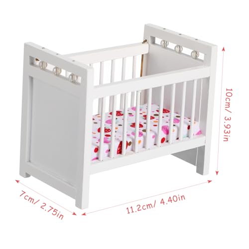 PartyKindom 1 Stück Mini Cot Puppen-Krippenspielzeug Stubenwagen winzig Mini-Puppenbett Babypuppe Mini Puppenhaus Krippe Kleine Spielzeugkrippe Miniatur-Puppenhausbetten Birke Weiß von PartyKindom