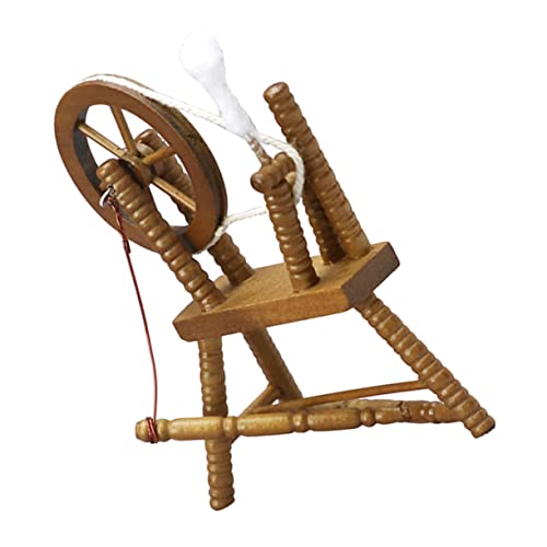 PartyKindom 1 Stück Mini-möbeldekoration Miniatur-spinnrad Puppenhauszubehör Puppenhaus-miniaturmöbel Vintage Puppenhausmöbel Klein Winzig Retro Puppenhaus-Ornamente Spindel Maschine Hölzern von PartyKindom