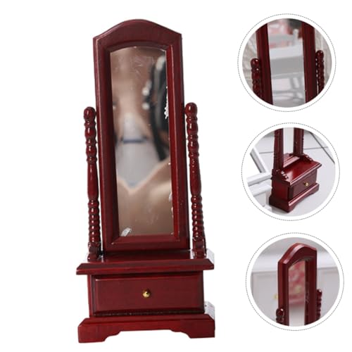 PartyKindom Miniatur Ganzkörperspiegel Modell mit Schrank Ankleidespiegel für Puppenhaus Spielzeug Zubehör für Schlafzimmer Detailreiches Kleiner Schminkspiegel Modell von PartyKindom
