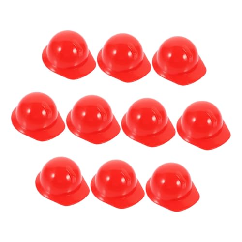 PartyKindom 10 Stück Mini-Bauhut klein BAU von Schutzhelmen winzig Miniaturhelm Puppenhut Zubehör Miniatur-Bauhut Gefälligkeiten für die Baugeburtstagsfeier Plastik rot von PartyKindom