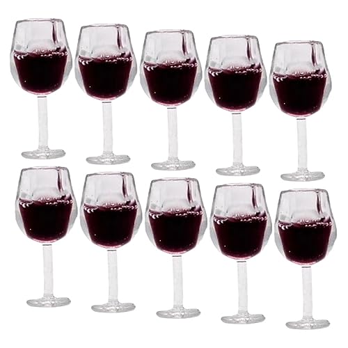 PartyKindom 10 Stück Mini Weinglas Puppenhauszubehör Miniatur-Getränkezubehör Mikro Mini -Weingläser Puppenhaus-Bar winzig dekorativer Miniaturen Kelch Miniaturbrille Mini-Cocktailbecher Harz von PartyKindom