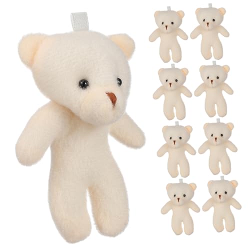 PartyKindom 10 Stück Pendellanzpuppe weiche Stofftiere Puppen Mittel Mini-Plüschbär Party Schlüsselbund Plüschspielzeug Kleiner ausgestopfter Bär Plüschtiere Minibär PP Baumwolle Beige von PartyKindom