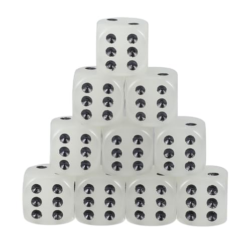 PartyKindom 10 Stück Teiliges Acrylwürfel mit Abgerundeten Ecken Leuchtende Schwarze Punkte Langlebiges Nachtlicht spielwürfel Brettspiele Party und Spieleabend von PartyKindom
