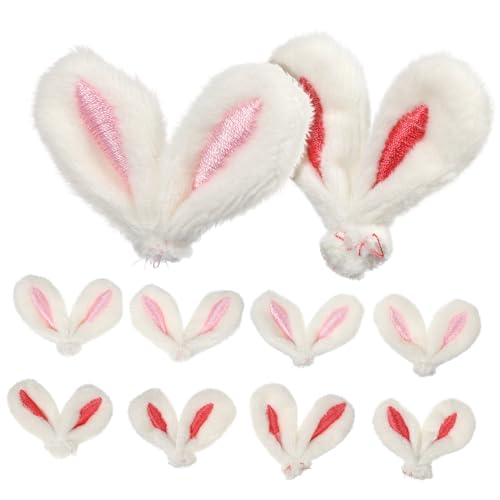 PartyKindom 10 Stück Teiliges DIY Plüsch Hasenohren aus Stoff Kleine Weiche Bunny Ears für Haarclips und Kostümzubehör Vielseitige Dekoration für Puppen Kuscheltiere Party und Ostern von PartyKindom