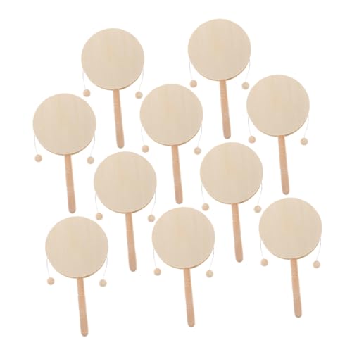 PartyKindom 10 Stück Teiliges Holz Rassel für Runde DIY Handtrommeln aus Naturbelassenem Holz Sichere Percussion Spielzeuge für Kreatives Basteln Musikalische Frühförderung und von PartyKindom