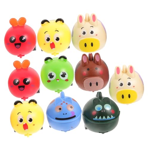 PartyKindom 10 Stück Teiliges Mini Rückziehauto mit Lebendigen Tierdesigns Friktionsbetrieben Bunte Farben Spielerisch für Kleinkinder als Partygeschenk und Sammlermodellwagen von PartyKindom