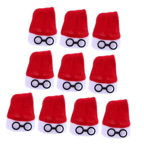 PartyKindom 10 Stück Teiliges Mini Weihnachtsmützen aus Flauschigem Flanell Vielseitig für Diy Projekte Tischbesteckhalter Flaschenverzierungen und Puppendekorationen Rot Weiß Platzsparend und von PartyKindom