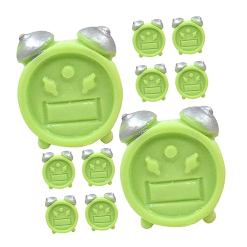 PartyKindom 10 Stück Teiliges Miniatur Wecker in Matcha Dekorative Mini Uhren aus Leichtem Robustem Resin als Puppenhaus Zubehör und DIY Bastelobjekte für Detailreiche Miniaturhäuser von PartyKindom