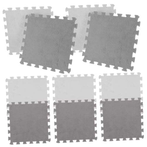 PartyKindom 10 Stück Teiliges Puzzle Schaumstoff Bodenfliesen Weiche rutschfeste Spielmatte für Gepolstertes Grauweißes Teppichspiel Vielseitig als Krabbelmatte und Bodenschutz Geeignet von PartyKindom