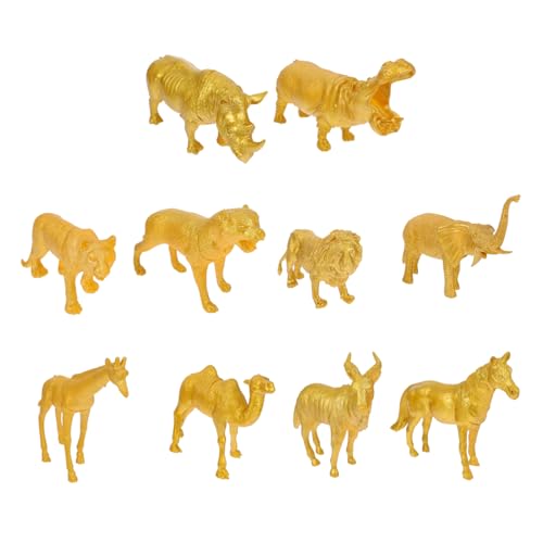 PartyKindom 10 Stück Teiliges Realistische Wildtiermodelle aus Langlebigem Material Detailgetreue Goldfarbene Tierfiguren für Dekoration Sammlung und Lernzwecke Geeignet für Zuhause Büro und von PartyKindom