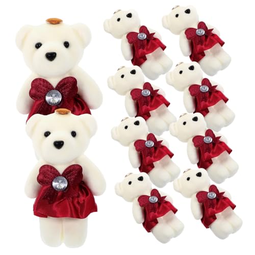 PartyKindom 10 Stück Teiliges Weicher Plüschbären Dekorative Stofftier Bären für Blumensträuße Niedliche Kuscheltiere als Hochzeitsgeschenk Leichte Langlebige Bärenpuppen für Blumendekoration von PartyKindom