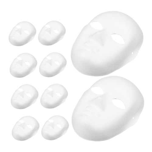 PartyKindom 10 Stück Teiliges Weiße Blanke Vollgesichts Papiermasken aus Leichtem Papierpulp Bemalbar für DIY Kunstprojekte Karneval Halloween Fasching Party und Schulkunst von PartyKindom