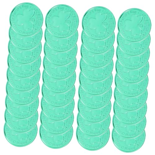 PartyKindom 100 Stück Dreiblattklee Green Coin- grüne Dekorationen golden für Partyzubehör Partyversorgung irische Festdekoration irische Accessoires Plastik von PartyKindom