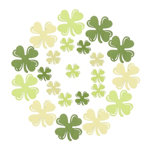 PartyKindom 100 Stück Holz Shamrock Konfetti Große Kleine Dekorative Holzscheiben für Patrick's Day Irische Deko für Feiern und DIY Projekte von PartyKindom