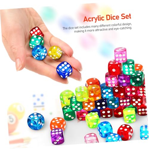 PartyKindom 100 Stück Teiliges Farbenfrohes Acryl Würfelset mit Aufbewahrungsbox Kleine Sechseitige Würfel für Brettspiele Klassenzimmer Party Deko und Lernspiele von PartyKindom