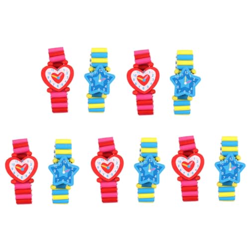 PartyKindom 10Stücke Hölzernes Uhrenspielzeug für Lernspielzeug mit Bunten Designs Kreativität Junge Mädchen Interaktion Kindergeschenk von PartyKindom