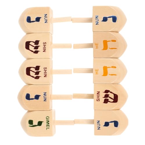 PartyKindom 10Stücke Holz Dreidel Set Handgefertigtes Chanukka Dekorative für Festliche Partydekoration für Chanukka Feiern von PartyKindom