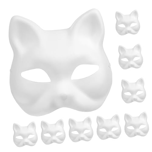 PartyKindom 10stücke Weiße Katzenmasken Blanko Bemalen Für Halloween Und Bastelprojekte Anpassbar Für Kreative Partys von PartyKindom