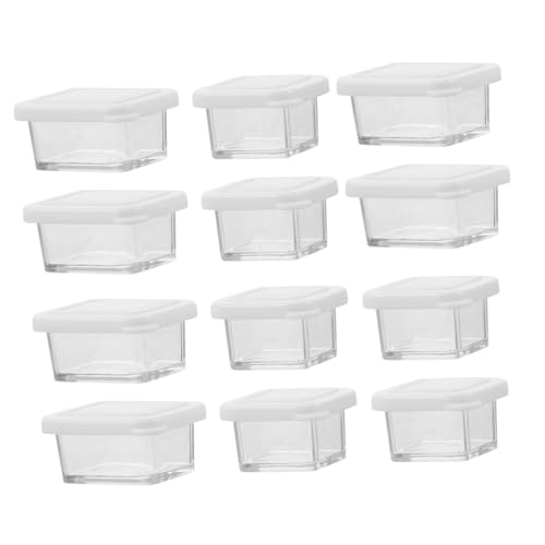 PartyKindom 12 Sätze Teiliges Miniatur Lebensmittel Aufbewahrungsbox Transparent Kunststoff Organizer mit Mini Schaufel für Puppenhaus Küche Platzsparend Vielseitig für Kreatives Rollenspiel von PartyKindom