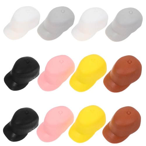 PartyKindom 12 Stück Baseball Cap Toy Größe Zubehör winzig klein Babypuppensachen Puppenhüte geformt Rosa dekorativer DIY-Hut Miniaturhüte Mini-Hüte Hut Handwerk Mini-Hut-DIY-Requisite Plastik von PartyKindom
