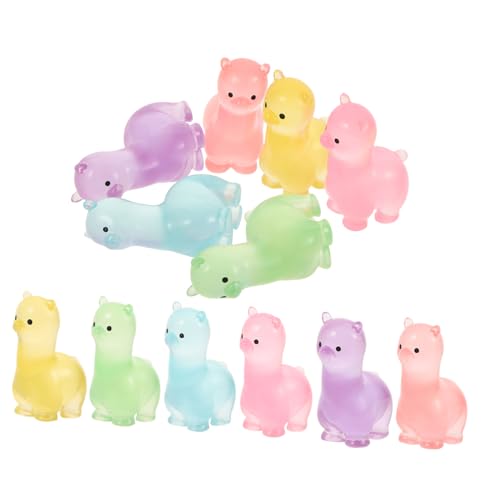 PartyKindom 12stücke Miniatur Alpaka Figuren Leuchtende Niedliche Dekoration Für Mikrolandschaften Und Wohnräume Vielfältige Farben Tischdeko Und Für Tierliebhaber von PartyKindom