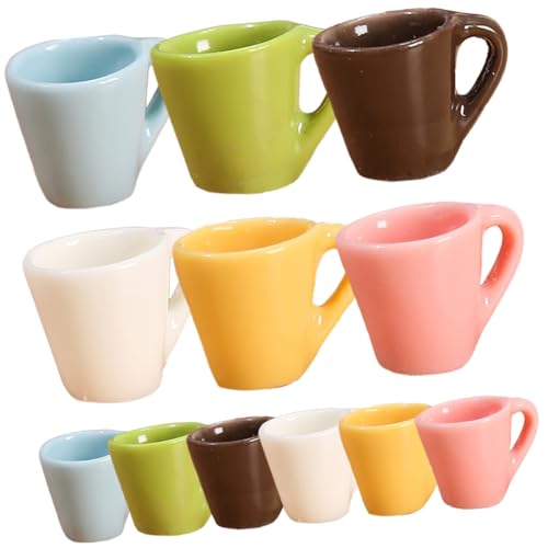 PartyKindom 12 Stück Miniaturtasse Kinderbecher Mini -kaffeetassen Mini-tassen Trinkbecher Minibecher Fürs Puppenhaus Mini-kaffeetassen Puppenhaus Tassen Minitasse Für Puppen Süße Tassen Harz von PartyKindom