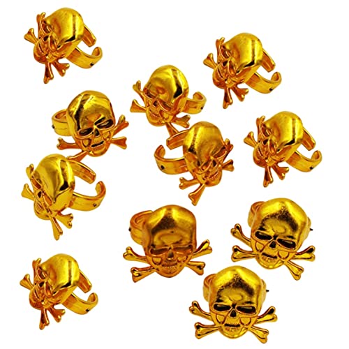 PartyKindom 12 Stück Piraten ring Piratenringe Piraten-Juwelen Skelett Halloween-Kostümschmuck Piratenschmuck von PartyKindom